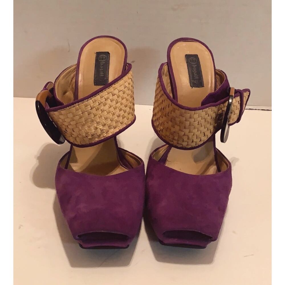 BAGATT Italian Purple Suede Peep Toe Strap Heel 39